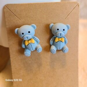 Handmade Teddy Bear Earrings Cute Stud Earrings‎ Fun Whimsical Kids Jewelry